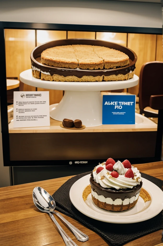 Advertising for a dessert to watch a soccer game