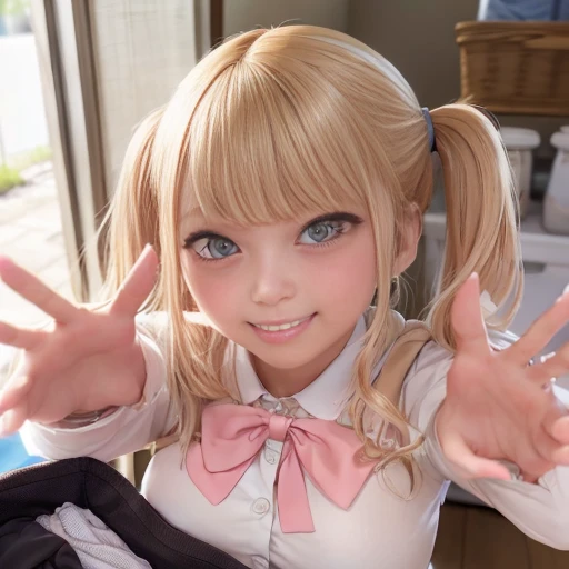 One girl,
Laundry room,washing machine, Laundry basket, a few underwears are in a Laundry basket,
Blonde, {{{Half Twin Tail:1.3}}}、break,blush, bow, 赤いbow, Long sleeve, shirt, 襟付きのshirt, skirt, プリーツskirt, 黒いskirt, Small breasts,
{{{Face close-up}}},Upper Body,,Pay attention to the panties,Quality underwear,
Look down,View your viewers,
Panties as a gift,
Tabletop, Highest quality, , Absurd, Perfect Skin, Detailed skin texture, Ultra-detailed, 8K, Intricate details, Beautifully detailed face,High resolution,
{{{Shadowed face}}}, mock, {{{Grit your teeth:1.2}}}, Grin, smile, Looking down at the viewer, masterpiece,Absurd, Beautiful detailed face when viewed from the front,