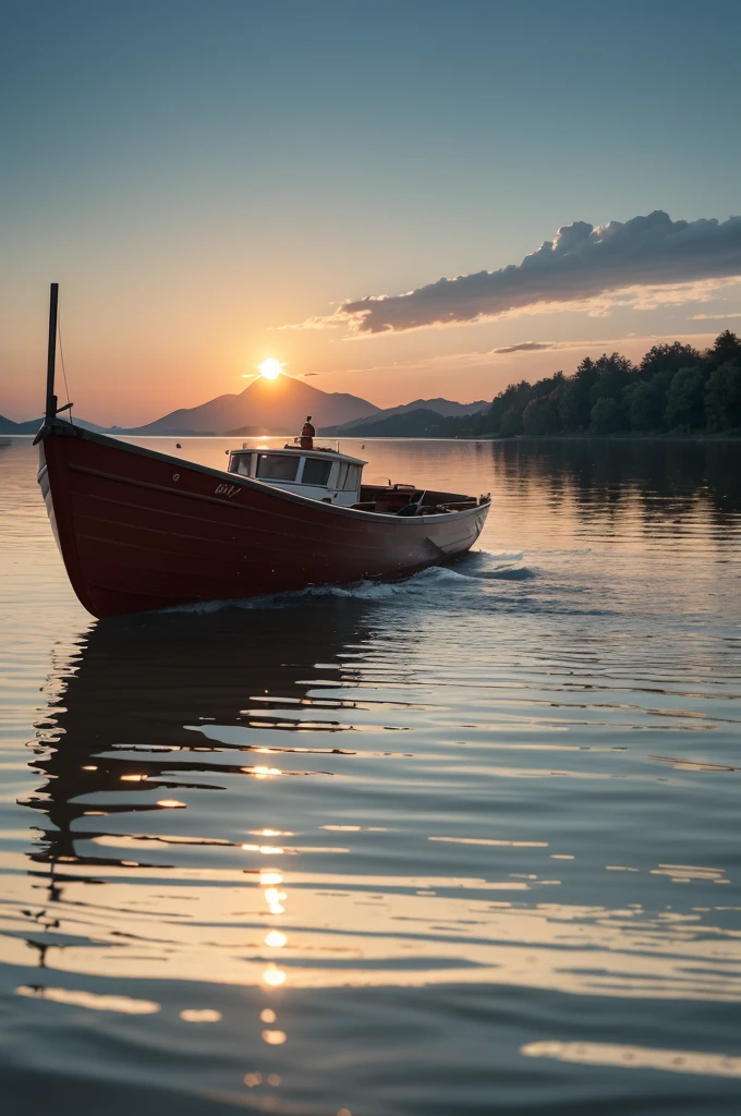 One morning, while watching the rising sun reflect on the water, John noticed something strange. A small boat approached, cutting the surface of the lake smoothly.