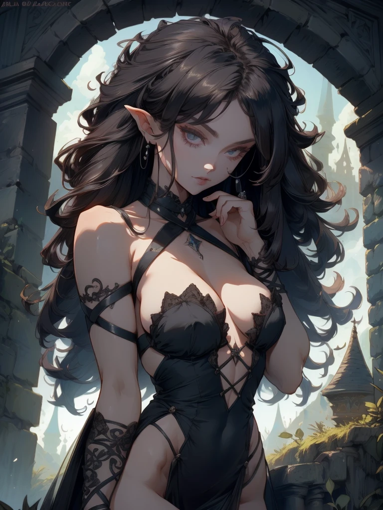 goblin girl, Dark, Ethereal, fantasy, details, style, gothic, melacholy, allusive, 1girl, seductive, delicate