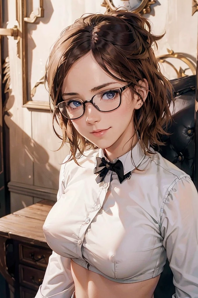Masterpiece, 最high quality, high quality, High resolution, high quality texture, high quality shadows, High resolution, Beautiful details, Detailed CG, Detailed Texture, Realistic representation of face, Realistic, colorful, delicate, Cinematic Light, Side light, Lens flare, Ray Tracing, sharp concentrated, (1 Girl,concentrated:1.3), ( Intricate details, compensate, PureErosFaceV1:0.5), (細部まで美しいdelicateな顔, 緻密で美しいdelicateな瞳, Perfect Facial Proportions, Dense skin, Optimal ratio of four fingers to one thumb,Unified 8k wallpaper, Arms under chest, Modest chest, Wide Hips, Smooth upper abdomen, 35 years old, blue eyes, glasses, air fortress hair, blonde hair, house wife, the gaze of true love, lips of temptation, A look full of compassion ,a smile full of love, i love you, Acting lovey-dovey, I love you so much I'm crazy,
cabin attendant uniform,white blouse,tight fitting black skirt,black stockings, excellent secretary ,working as a secretary, wooden desk, wooden chair, show off nipples under white shirt,nsfw