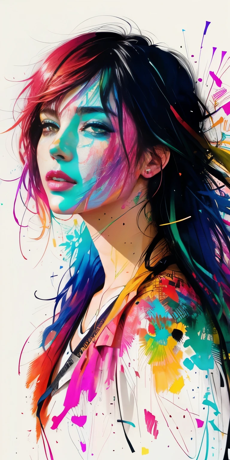masterpiece, best quality, ultra high res, 1girl, portrait, (abstract art:1.4), (brush strokes), (colorful:1.1), bleeding blue, blue theme, visually stunning, beautiful, evocative, emotional, side view, perfect lighting, perfect shading, volumetric lighting, subsurface scattering, detailed, intricate, perfect body, stunning, gorgeous, beautiful, (beautiful face), (photorealistic:1.4),