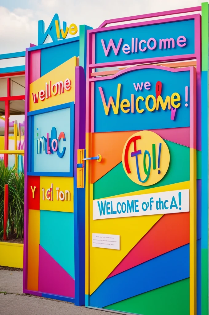 I want a big sign that says: Welcome to the world of H. It is for a 1st grade primary school exhibition.. I want it to be creative and colorful
