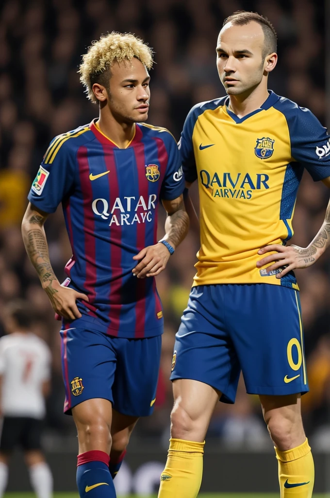 Neymar Calvo with hairy Iniesta