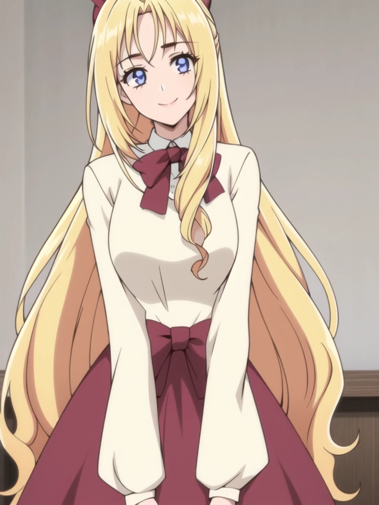 ((Best quality))), ((Ultra-detailed)), ((illustration)), ((Disheveled hair)), ((frilld)), (1 girl), (Solo),
1girl, closed_mouth, looking_at_viewer, solo, rating:safe, arms_behind_back, bangs, black_bow, blonde_hair, blue_eyes, blush, bow, clothing, dress, eyebrows_visible_through_hair, female, female_only, fur_hat, hair_flaps, hat, head_tilt, headwear, long_hair, long_sleeves, sidelocks, smile, very_long_hair