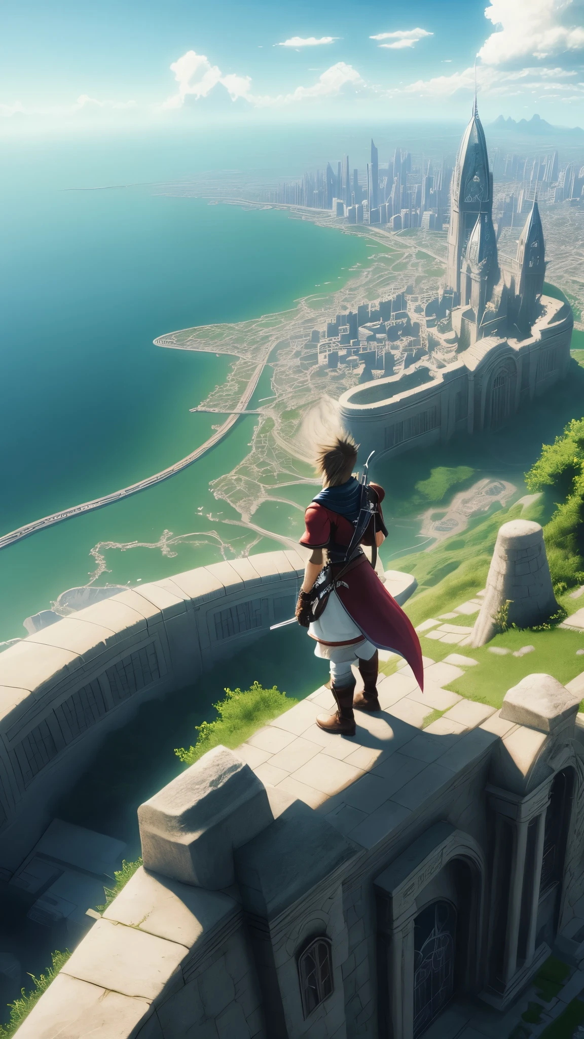 Final Fantasy world. beautiful. City.people
