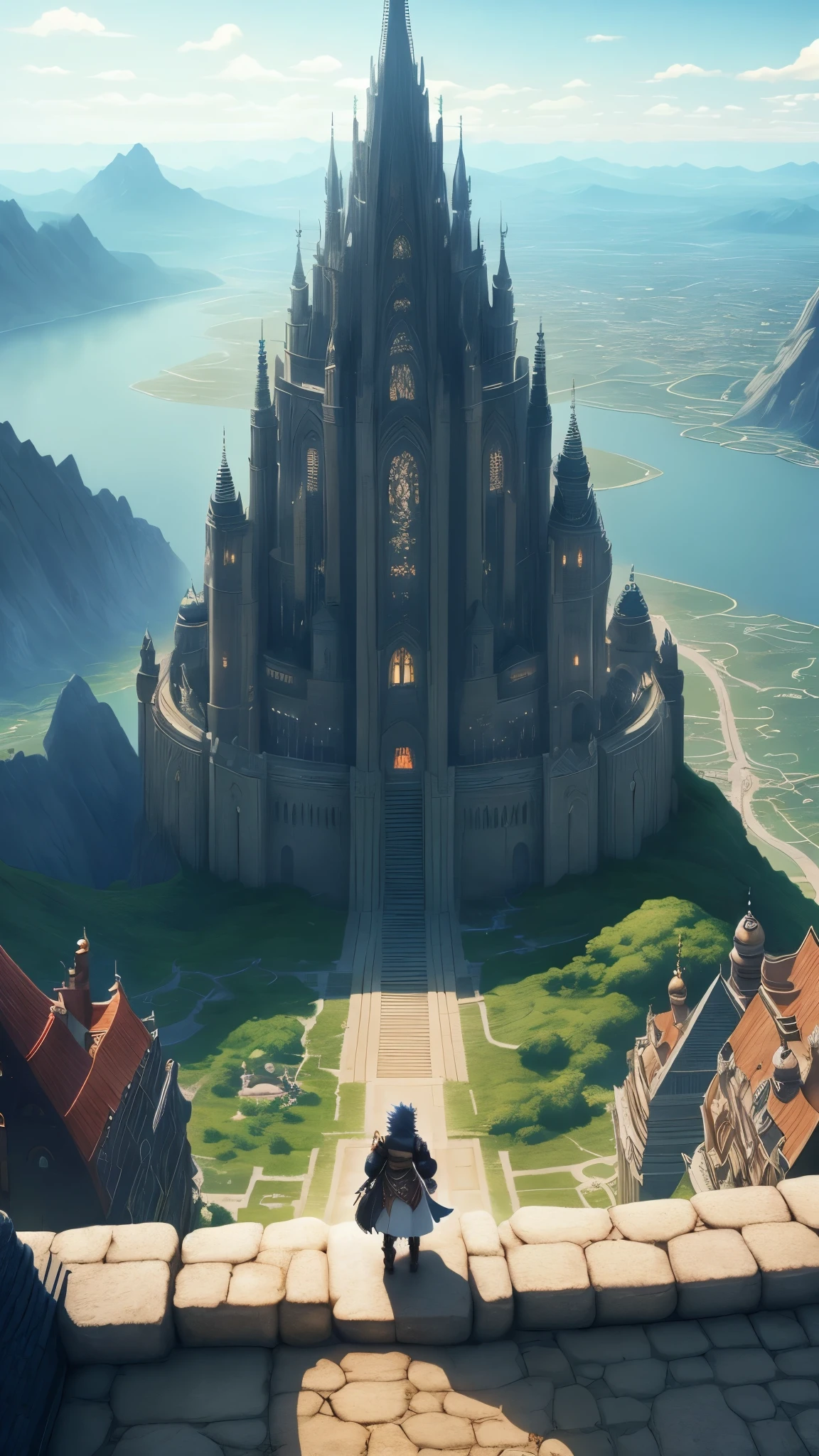 Final Fantasy world. beautiful. City.people