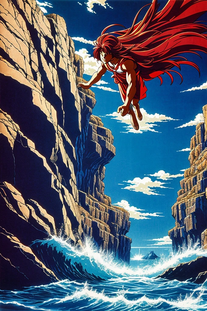 Moses splitting the red sea. 80s Anime style
