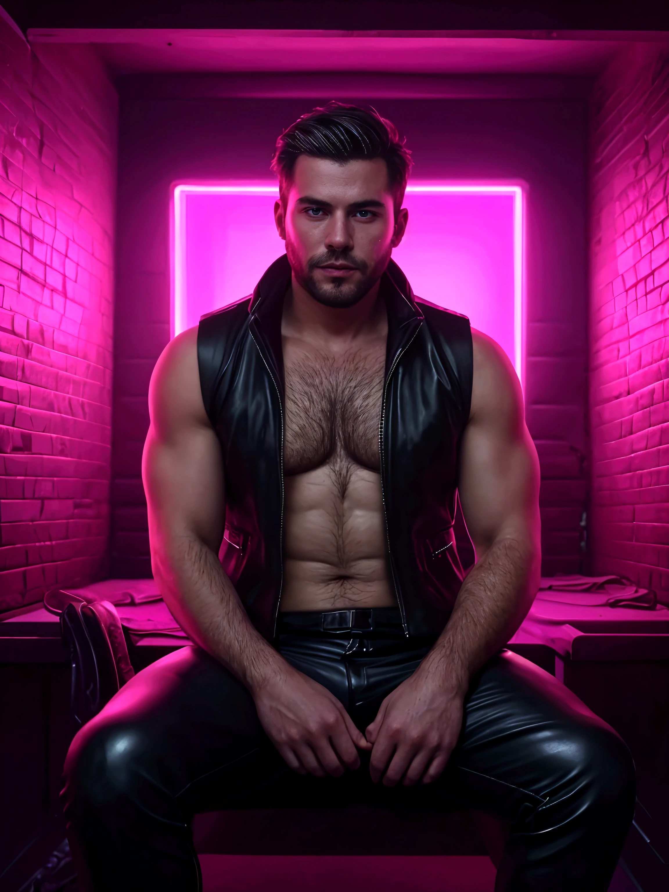 A sexy handsome British man with stylish black hair, penis,nsfw,homoerotic ,masterpiece ,neon light,n
