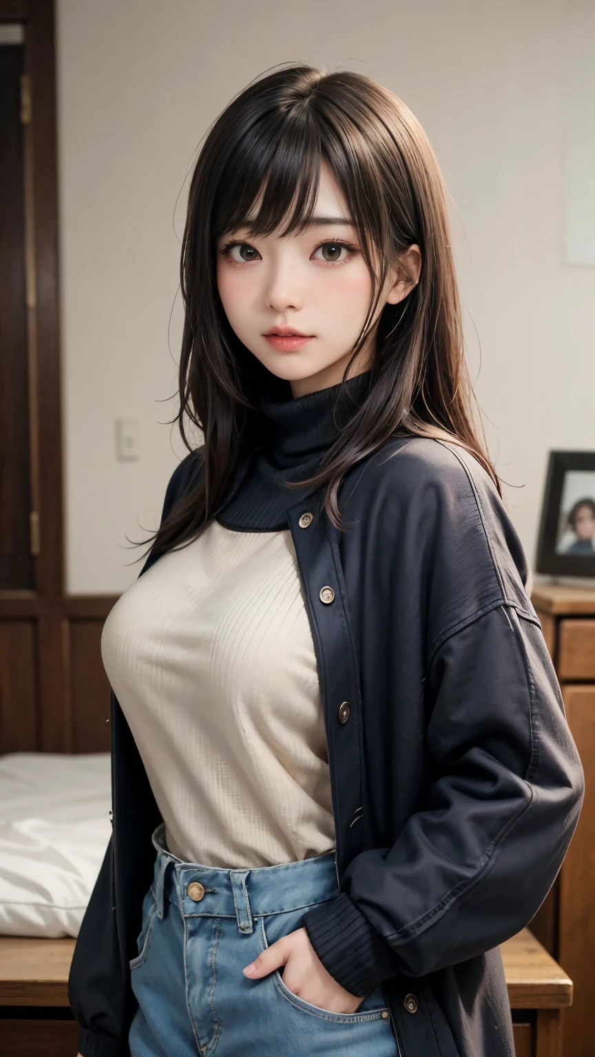 (最高qualityのディテール)、Realistic、8K Ultra HD、High resolution、(One Girl:1.2)、The 超detailedな、高qualityのテクスチャ、Intricate details、detailed、非常にdetailedなCG、高qualityの影、detailed 美しく繊細な顔、detailed 美しく繊細な目、Written boundary depth、Ray Tracing、20th generation、Cute K-Pop Girls、(The Face of Ulzan in Korea)、Thin face、(Urzan-6500-v1.1:0.6)、PurerosFace_v1、Glowing Eyes、Perfect body、 Viewer Display、(最高qualityのディテール:1.2)、Realistic、8K Ultra HD、High resolution、(One Girl:1.2)、The 超detailedな、高qualityのテクスチャ、Intricate details、detailed、非常にdetailedなCG、高qualityの影、detailed 美しく繊細な顔、detailed 美しく繊細な目、Written boundary depth、Ray Tracing、20th generation、Cute K-Pop Girls、(The Face of Ulzan in Korea)、Thin face、(Urzan-6500-v1.1:0.6)、cheek、Glossy Lips、、High resolution, Best image quality, 最高quality, Realistic, 超detailedな, Photo realistic, 4K 8K Ultra HD Full Color RAW Photos, Fujifilm(Medium format), Hasselblad, Carl Zeiss, Incredible dynamic range photography(utility_art:Smooth-768:1.1),High resolution, High pixel count, 明確なdetailed, Clear images, Natural color reproduction, Noise Reduction, High fidelity, quality, Software Improvements, Upscaling, Optimized Algorithms, Professional-level retouching,
1. Oversized coat:
The coat is、Choose an oversized design that covers from shoulders to knees.。Color is classic navy or black、or warm khaki or beige, hang on.、Choose colors that match the season。
2. Knitted sweater or turtleneck:
To protect yourself from the cold、Knitted sweater or turtleneckを選択してください。Match the texture and color of the knit to the coat.。
3. Wide leg pants:
For pants, Choose a wide-leg design、Combines ease of movement and style。Denim in dark tones or black trousers will look good.。
4. Knee-high boots:
What is included in an oversized coat、足首からふくらはぎまでカバーするKnee-high bootsとの組み合わせ。Boots are black or dark brown and chic.、Gives a stylish impression。
5. accessories:
シンプルなゴールドまたはシルバーのaccessoriesを選択してください、Add elegance to your outfit。for example、Long necklaces and large earrings are recommended.。
6. Handbags:
Handbags、Choose a color that matches the tone of your outfit.。Shoulder bags and tote bags are convenient and stylish。
7. Compensateと髪型:
Compensate, Choose natural colors that flatter your skin。Wavy Hair、By creating loose curls、Appeal to softness。