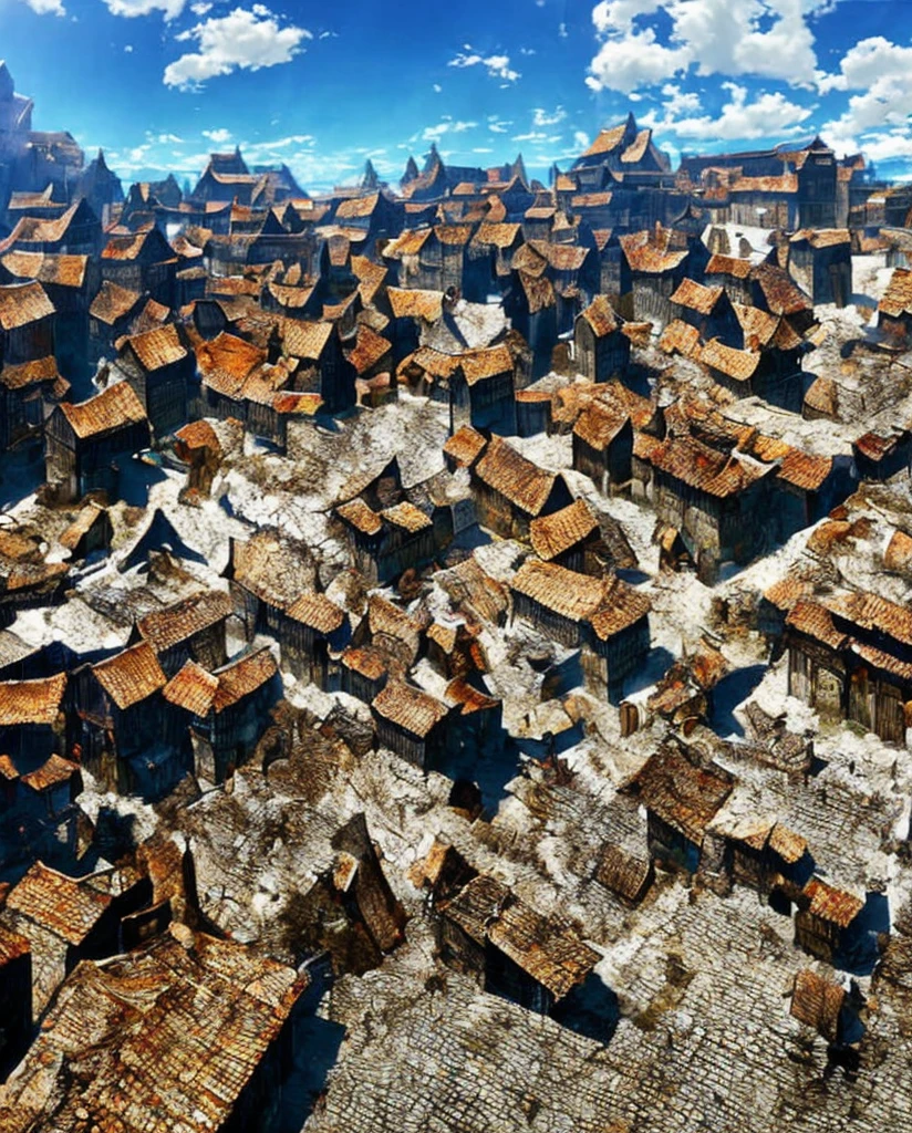 orange tile building, building close up,  in it, cielo nubthedo, background, no characters, medieval rustic style houses, hay un pájaro vothendo sobre un edificio con un fondo de cielo,scenery, Trost, city, , captura de pantalthe de the pelícuthe de anime, the, escena en lthemas al fondo, (anime attack on titan),, explosion in the background, explosion in the background, in attack on titan, explosions in the background, anime background, no characters
