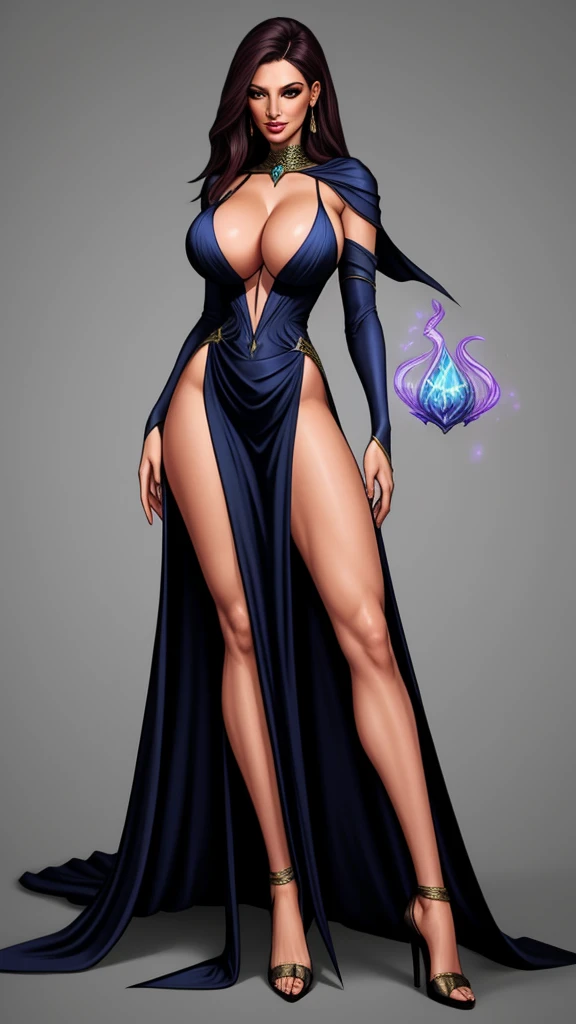 sorceress, long dress, leg slit,