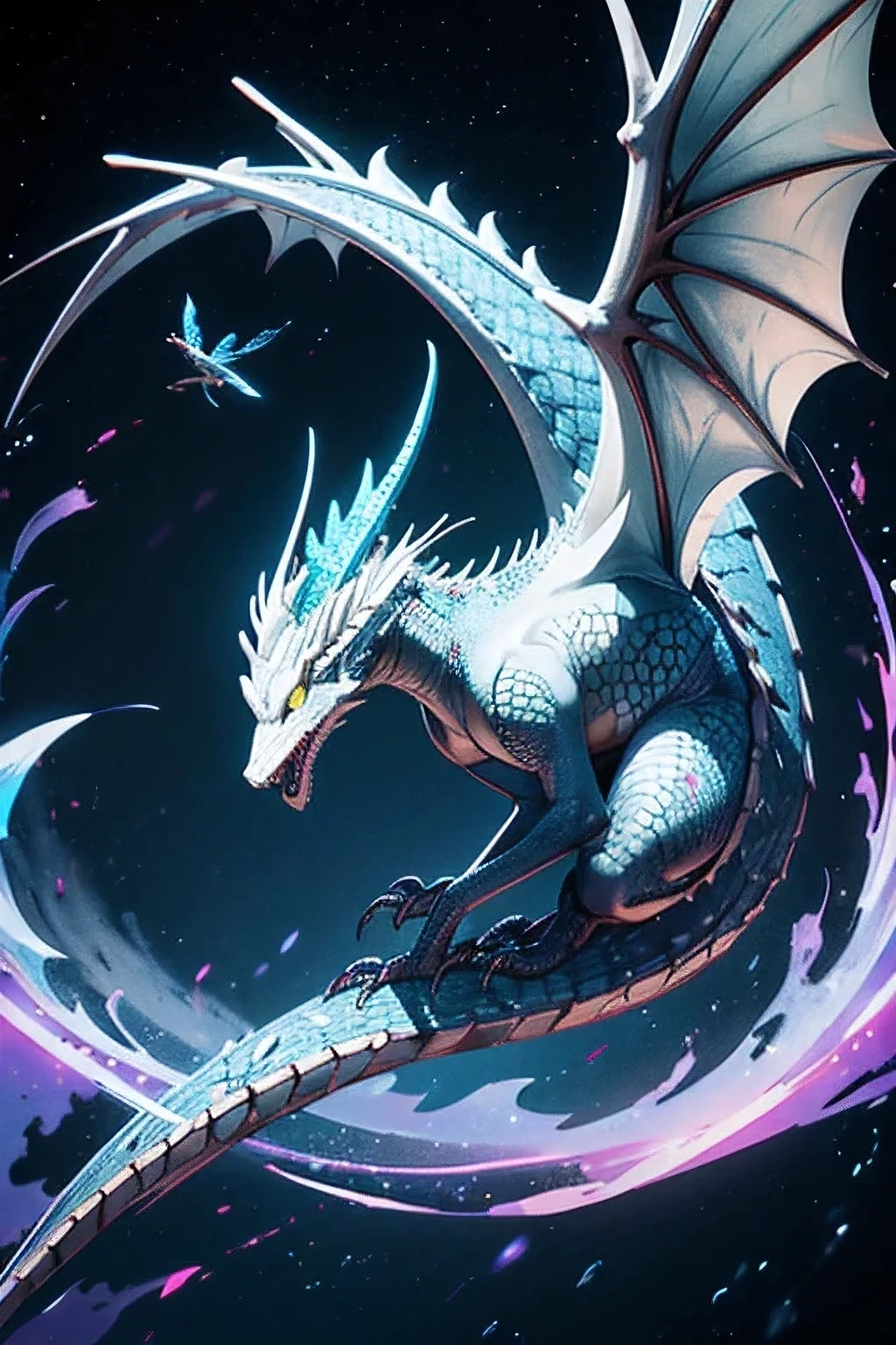 One single flying dragon. Great detail. Centered.