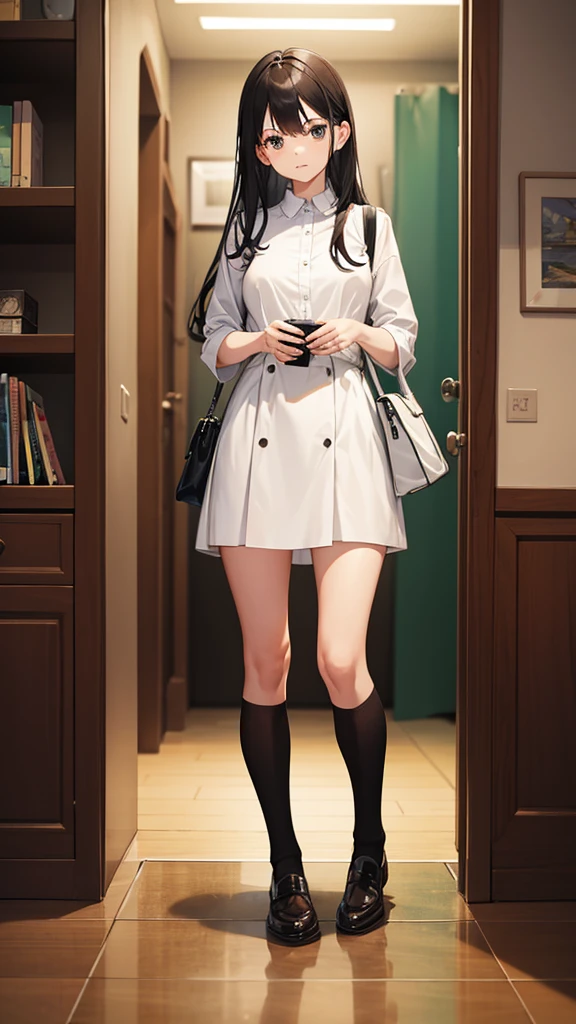 Casually dressed girl full body