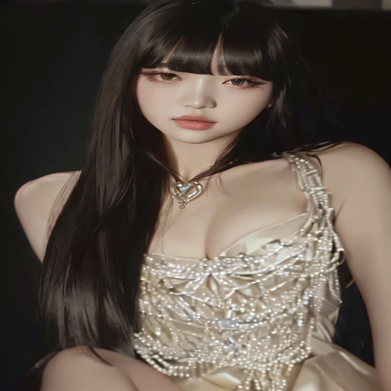 a closeup of a woman with long hair and a dress, lalisa manobal, bae suzy, Lalisa Manoban of Blackpink, jennie pink black, beautiful south korean woman, hwang se-en, Beautiful young Korean woman, jinyoung shin, heonhwa choe, jossi de blackpink, beautiful chinese model, Xision Wu, korean girl