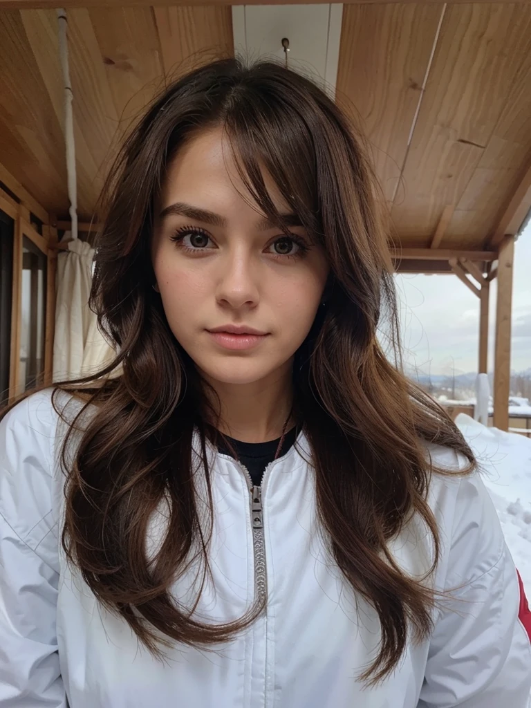 Make me a girl 25 years old brun hair in ski