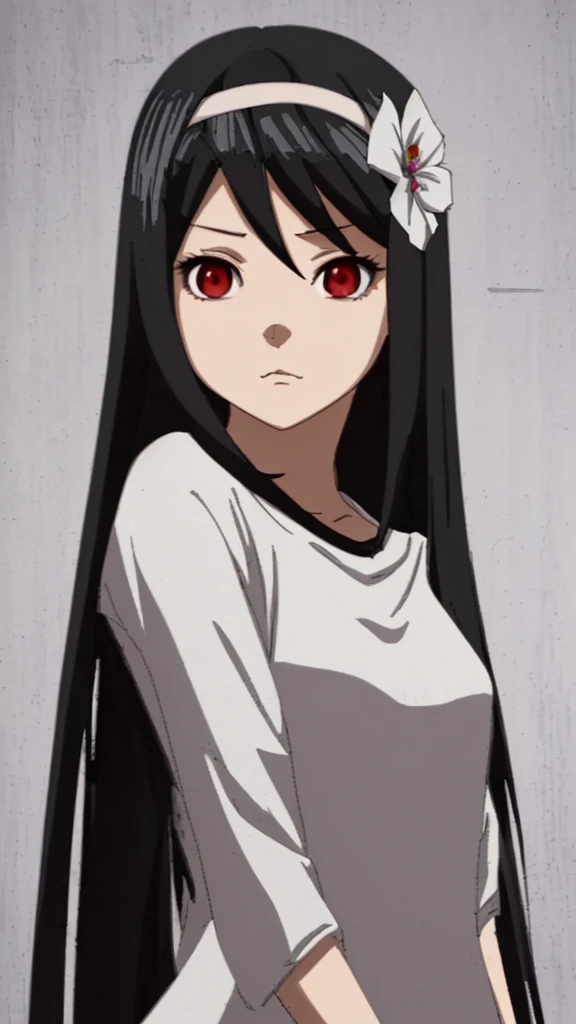 Anime girl with long black hair wearing a white shirt and a flower crown., beautiful animated portrait, awesome anime face portrait, beautiful anime girl, Kawaii realistic portrait, detailed portrait of anime girl, anime girl portrait, 3d realistic anime style, realistic Young anime girl, realistic anime art style, Young anime girl, anime realism style, realistic anime art style  