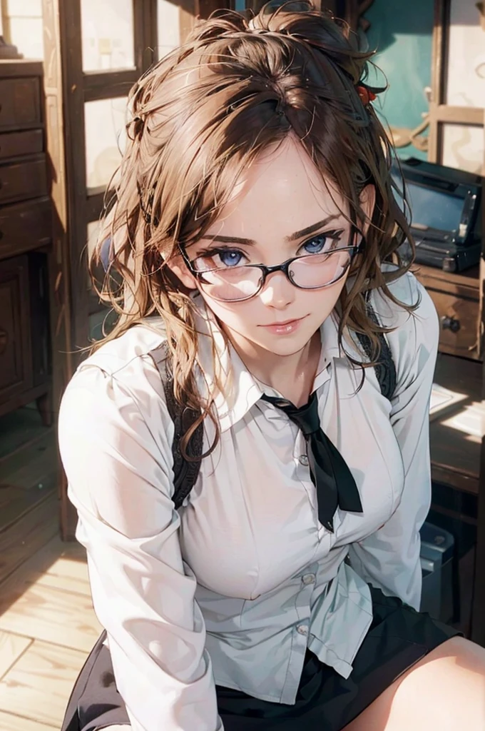 Masterpiece, 最high quality, high quality, High resolution, high quality texture, high quality shadows, High resolution, Beautiful details, Detailed CG, Detailed Texture, Realistic representation of face, Realistic, colorful, delicate, Cinematic Light, Side light, Lens flare, Ray Tracing, sharp concentrated, (1 Girl,concentrated:1.3), ( Intricate details, compensate, PureErosFaceV1:0.5), (細部まで美しいdelicateな顔, 緻密で美しいdelicateな瞳, Perfect Facial Proportions, Dense skin, Optimal ratio of four fingers to one thumb,Unified 8k wallpaper, Arms under chest, Modest chest, Wide Hips, Smooth upper abdomen, 35 years old, blue eyes, glasses, air fortress hair, blonde hair, house wife, the gaze of true love, lips of temptation, A look full of compassion ,a smile full of love, i love you, Acting lovey-dovey, I love you so much I'm crazy,

cabin attendant uniform,white blouse with open neck ,tight fitting black skirt,black stockings, excellent secretary ,working as a secretary, wooden desk, wooden chair, show off nipples under white shirt,nsfw