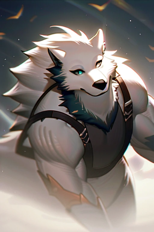 ((Лучшее качество)), ((шедевр)), (подробный), A huge pumped-up furry wolf