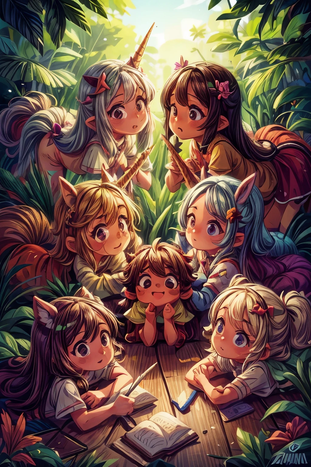 four female humanoid unicorns