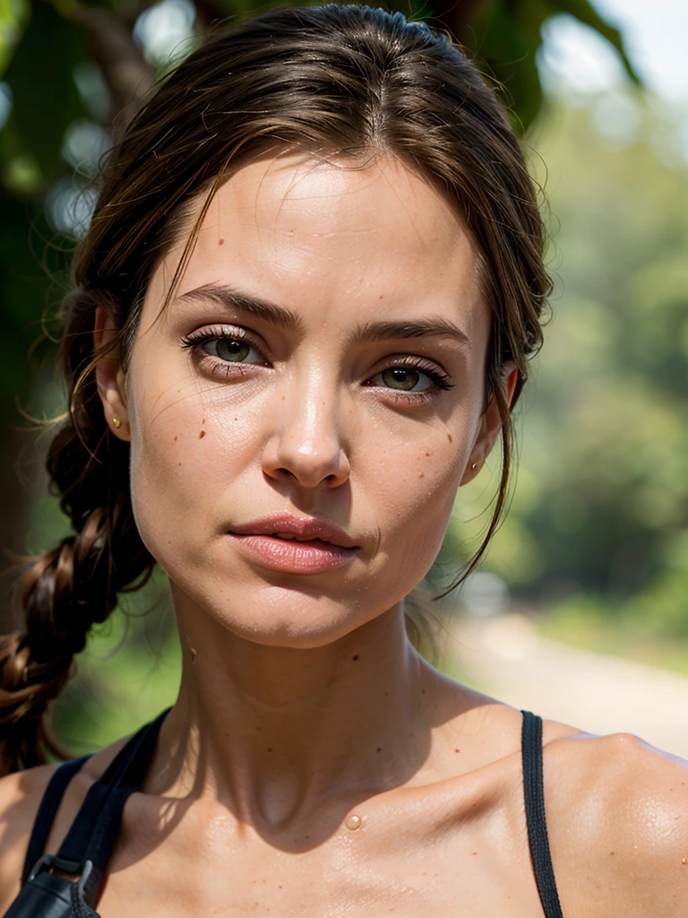 Lara Croft, Angelina Jolie , depth of field,