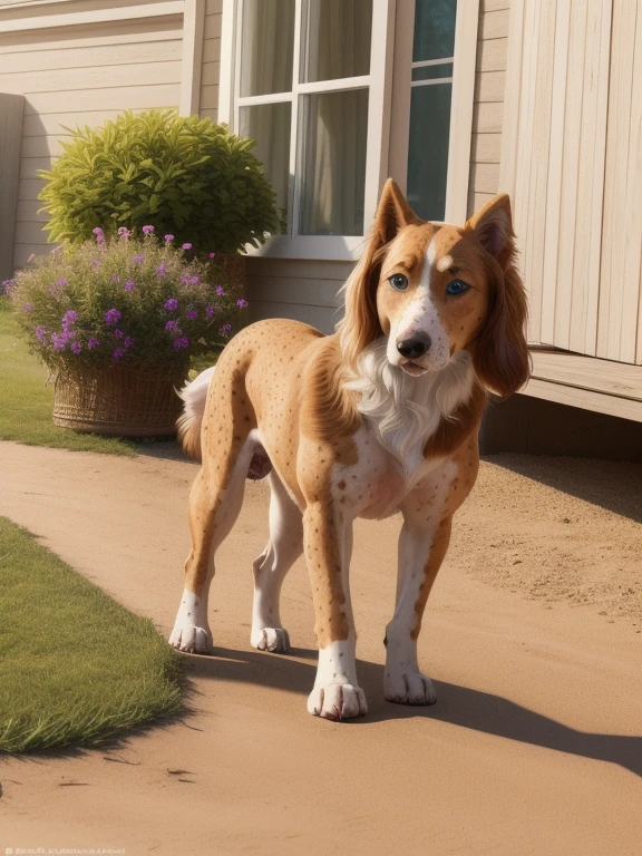((Naked Woman outside on the side walking on handsand knees)), ((walking on all four paws)), ((long fluffy dog tail)), ((wider hips)), ((woman reposition herself into dog stand)), ((hands turns into paws)), ((feet turns into paws)), ((woman with freckles)), (topless), brown freckles, freckled pale skin, (cute freckles), (small freckles), freckled, freckles!!!, (freckles), elegant freckles, (brown freckles), (with freckles), freckles on chicks, (dark noticeable freckles), (freckled face), (very brown freckles), rosy cheeks with freckles, (a lot of freckles), Lentigines, (breasts showing), 30 year old woman, ((freckled nose)), ((freckled chest)), hard showing, ((dog ears)) , (dog fur growing) , ((long dog nose)), blue eyes, ((bigger )), ((body reshapes into dog body)), ((anthro dog)), a dog that is laying down in the grass, polycount contest winner, photorealism, farmville, in cartoon style, regal pose, pits