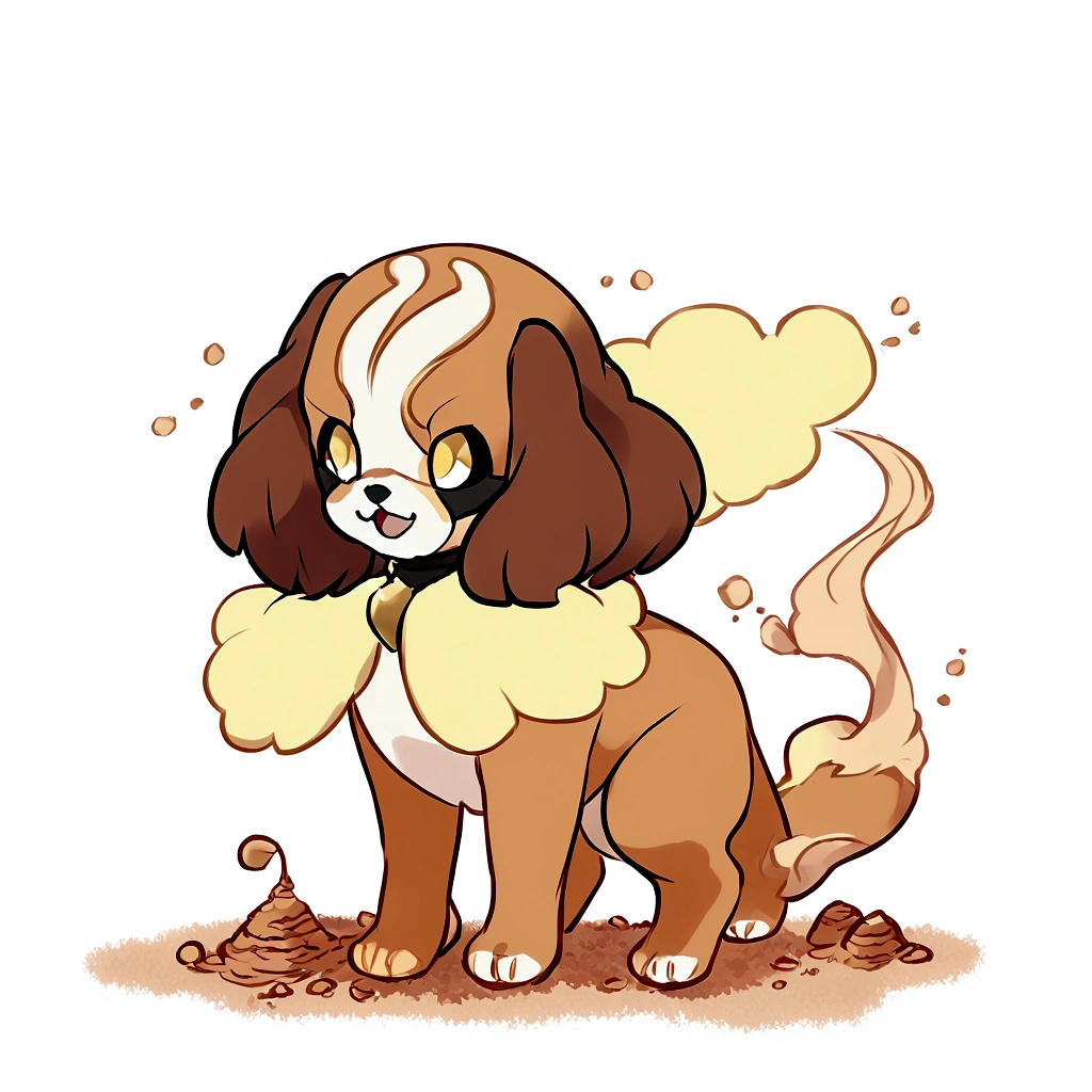 pokemon dog king charles spaniel and sand
 earth type and ghost 