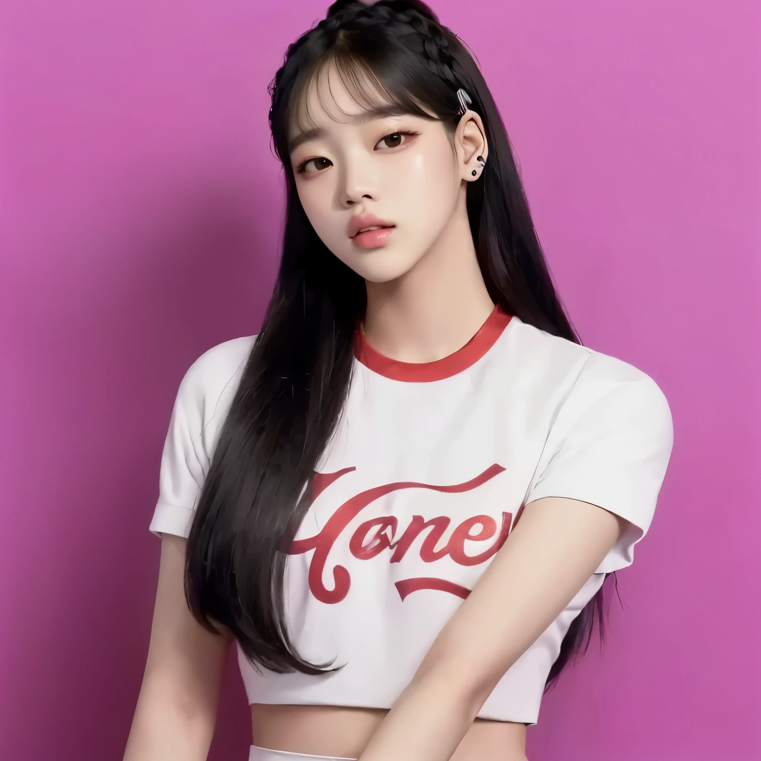 coreana idol rosto bonito roupas rosas