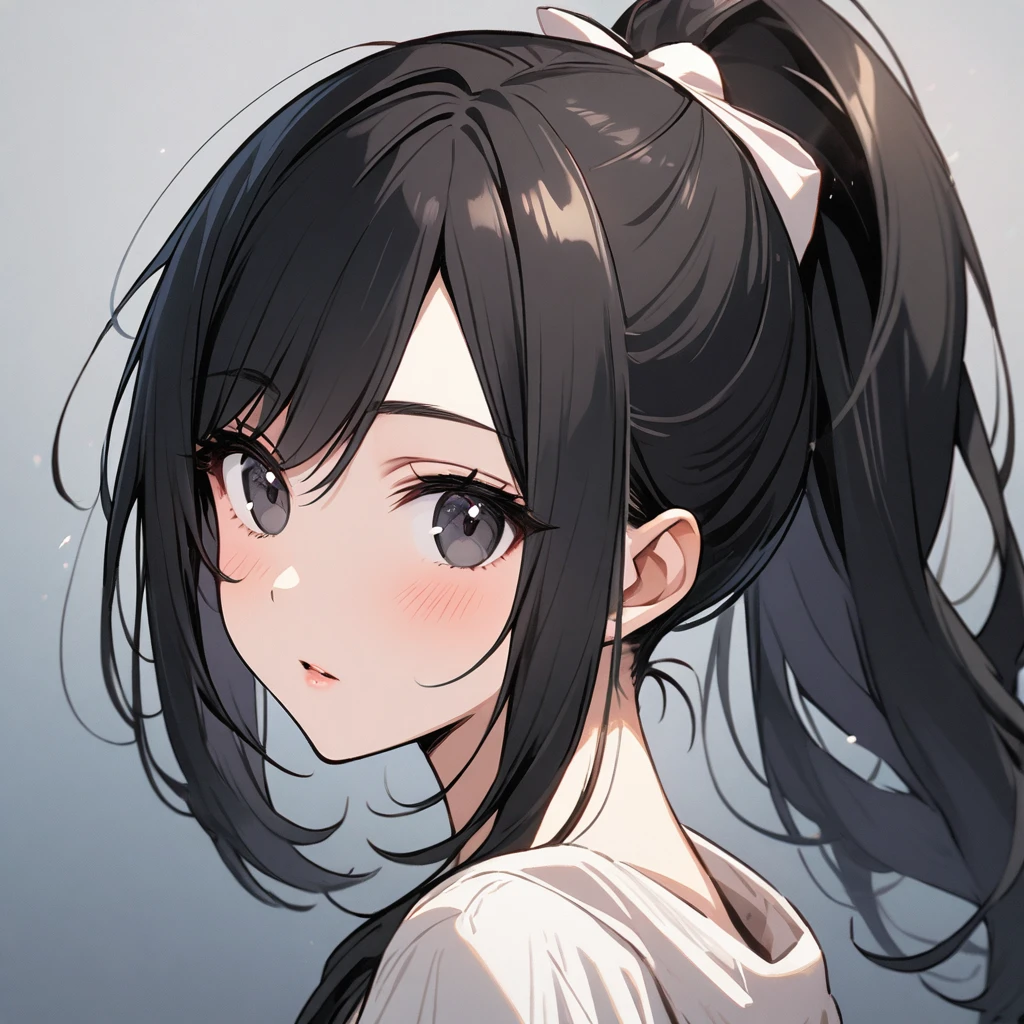 Female, beautiful, ponytail, black hair, black eyes