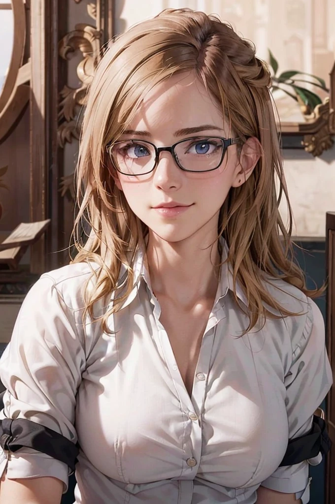 Masterpiece, 最high quality, high quality, High resolution, high quality texture, high quality shadows, High resolution, Beautiful details, Detailed CG, Detailed Texture, Realistic representation of face, Realistic, colorful, delicate, Cinematic Light, Side light, Lens flare, Ray Tracing, sharp concentrated, (1 Girl,concentrated:1.3), ( Intricate details, compensate, PureErosFaceV1:0.5), (細部まで美しいdelicateな顔, 緻密で美しいdelicateな瞳, Perfect Facial Proportions, Dense skin, Optimal ratio of four fingers to one thumb,Unified 8k wallpaper, Arms under chest, Modest chest, Wide Hips, Smooth upper abdomen, 35 years old, blue eyes, glasses, air fortress hair, blonde hair, house wife, the gaze of true love, lips of temptation, A look full of compassion ,a smile full of love, i love you, Acting lovey-dovey, I love you so much I'm crazy,
cabin attendant uniform,white blouse with open neck ,tight fitting black skirt,black stockings, excellent secretary ,working as a secretary, wooden desk, wooden chair,
