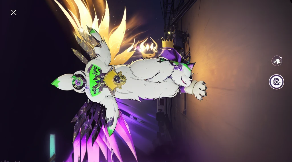 cartoon of a cat with a crown on its head and a purple dress, weirdcore voidpunk fursona, avian!!! fursona, saints row fursuit tails mod, furry mawshot art, fursona!!!!, asriel dreemurr, the furry fursuit is running, furry furaffinity, rabbids at a metal concert, full body! shot, fursuit!!!!