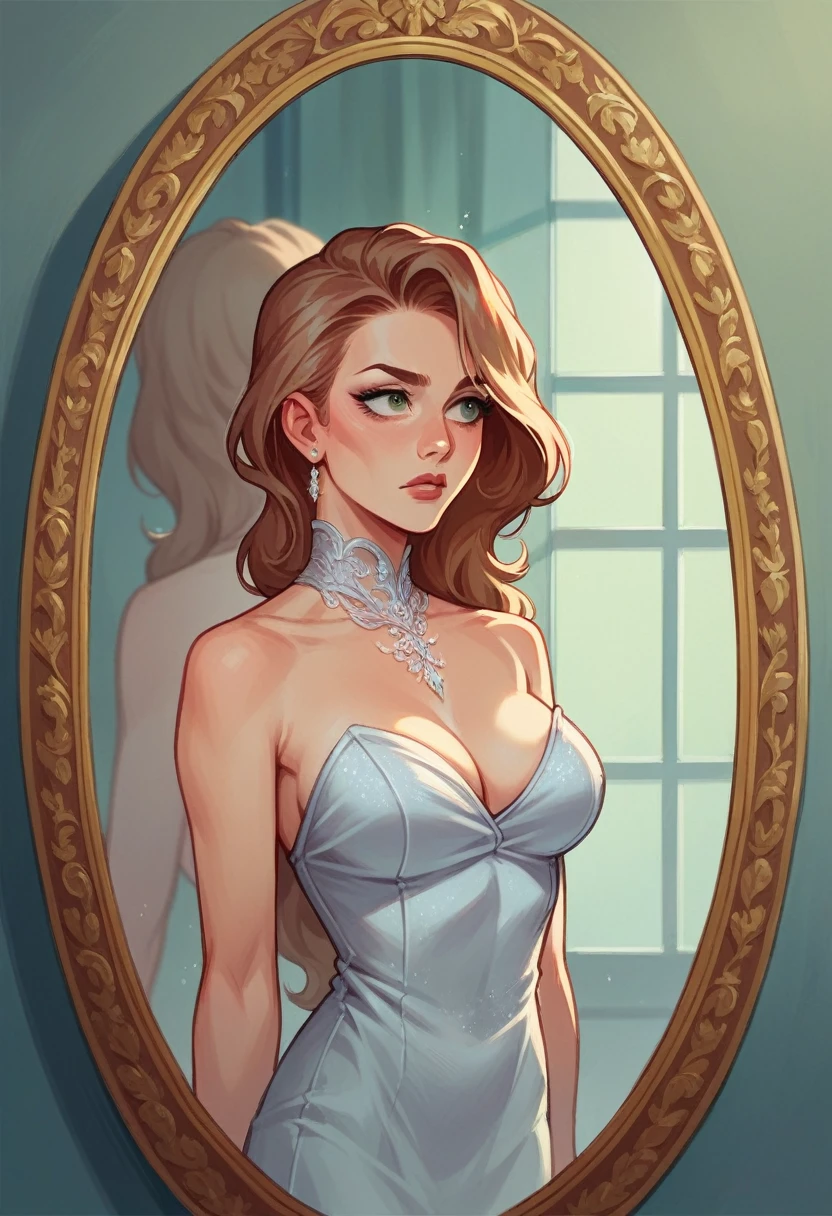 Taylor Swift dressed in elegant clothes, watching yourself in the mirror