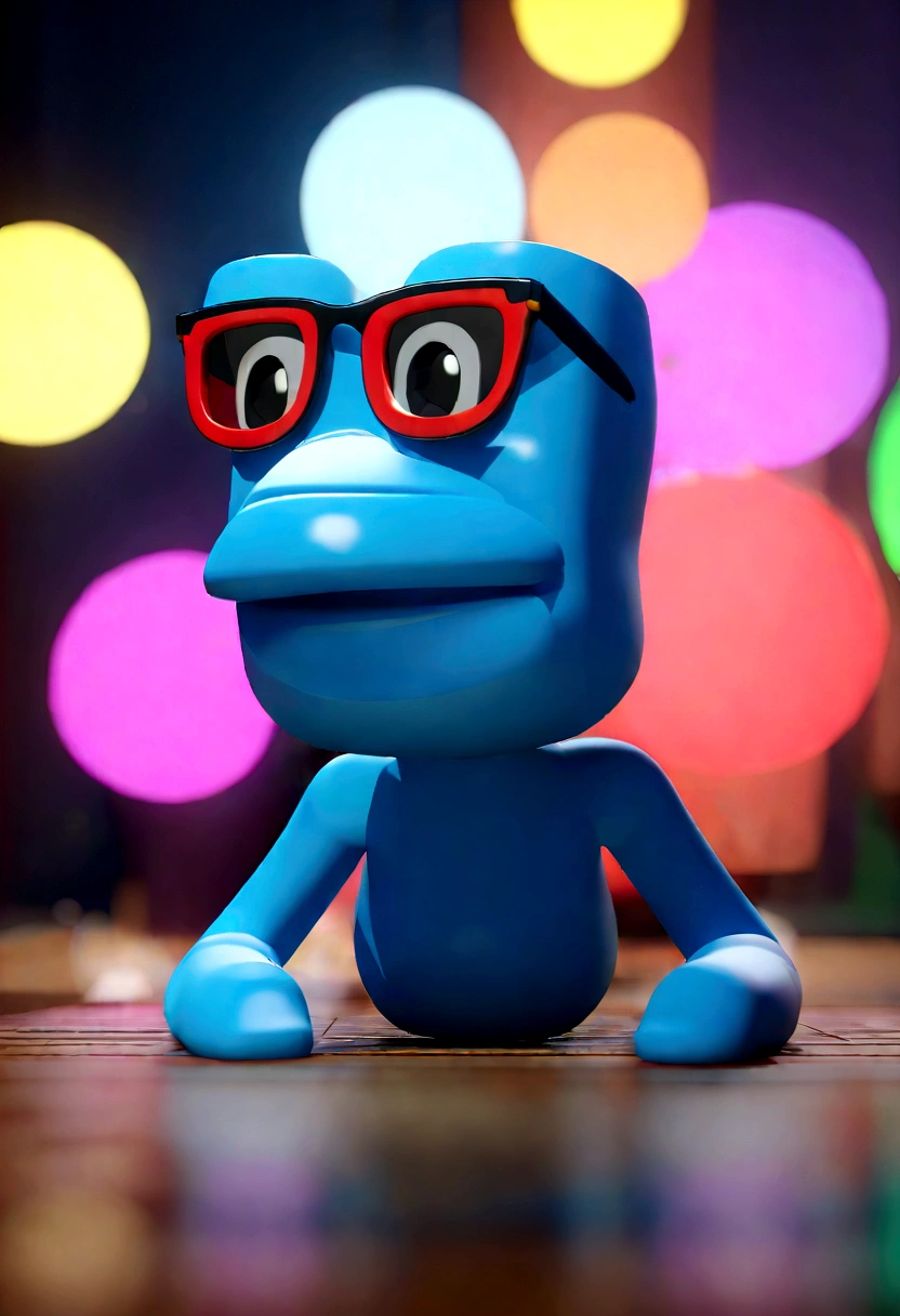 Cartoon character of a man in black glasses and blue shirt, an animated character, stylized character, animation style rendering, 3d stylized, Arnold Maya rendering, Stylized 3D rendering, toon render screenshot, 3d character, 3d character, Stylized 3D rendering, 3D character rendering, cartoon character, Personagem de close up, character posing, (Pixar-style) (master part:1.2) (bokeh) (best qualityer) (skin detailed) (detailed texture) (8K) (Argilla) (cinematic lighting) (sharp focus,Sit down and lift your upper body
