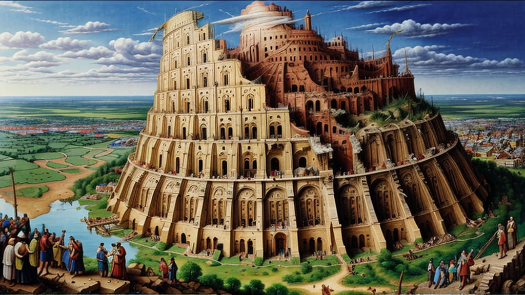 Tower of Babel with workers