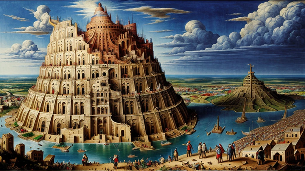Tower of Babel with workers
