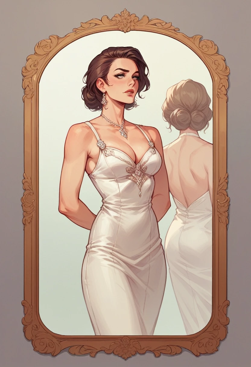 Taylor Swift dressed in elegant clothes, watching yourself in the mirror