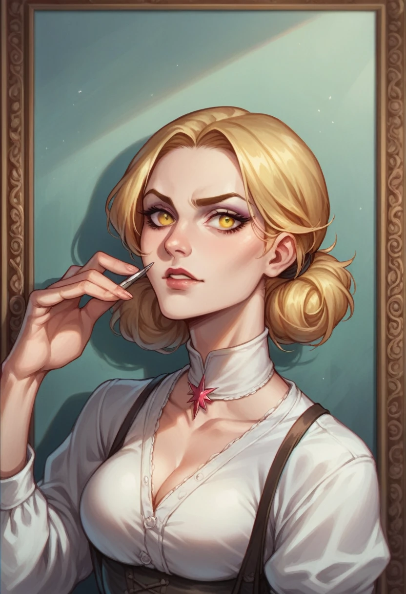 Prompts
Copiar prompts
Mary Alice Cullen, 《at twilight》vampire in, portrait to waist, yellow eyes, high detail, picture for the competition, correct facial features, Super details