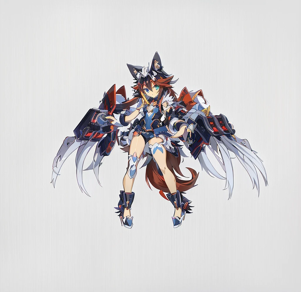 Generate the same character as the image, Full HD, 4K, no blur, High definition, the furry wolf anime style character, change the character&#39;s clothes, anime  style character, wolf&#39;s tail, wolf ears, smile with canine fangs,