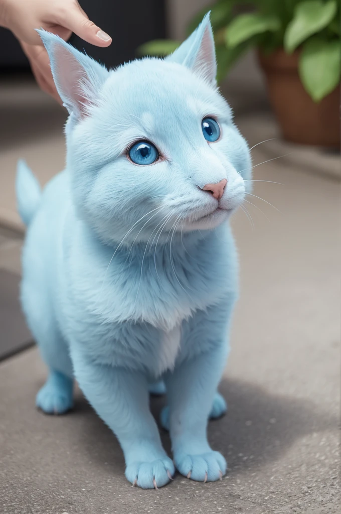 Mascote pet 2d, pastel blue colors, he is cute, friendly and happy