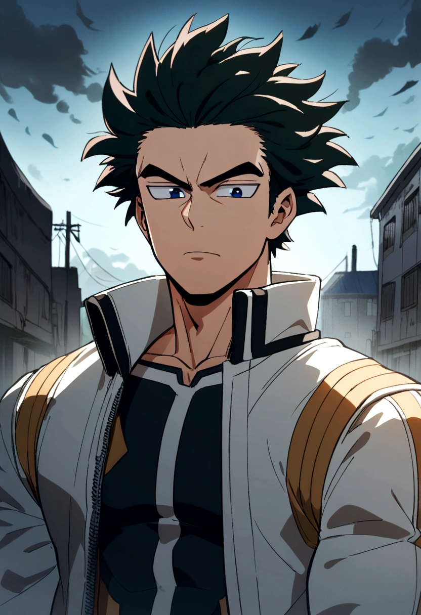 1 boy , Greg hair , upper body , Greg eyes, muscler , short hair , tetsu tetsu , my hero academy, anime boys