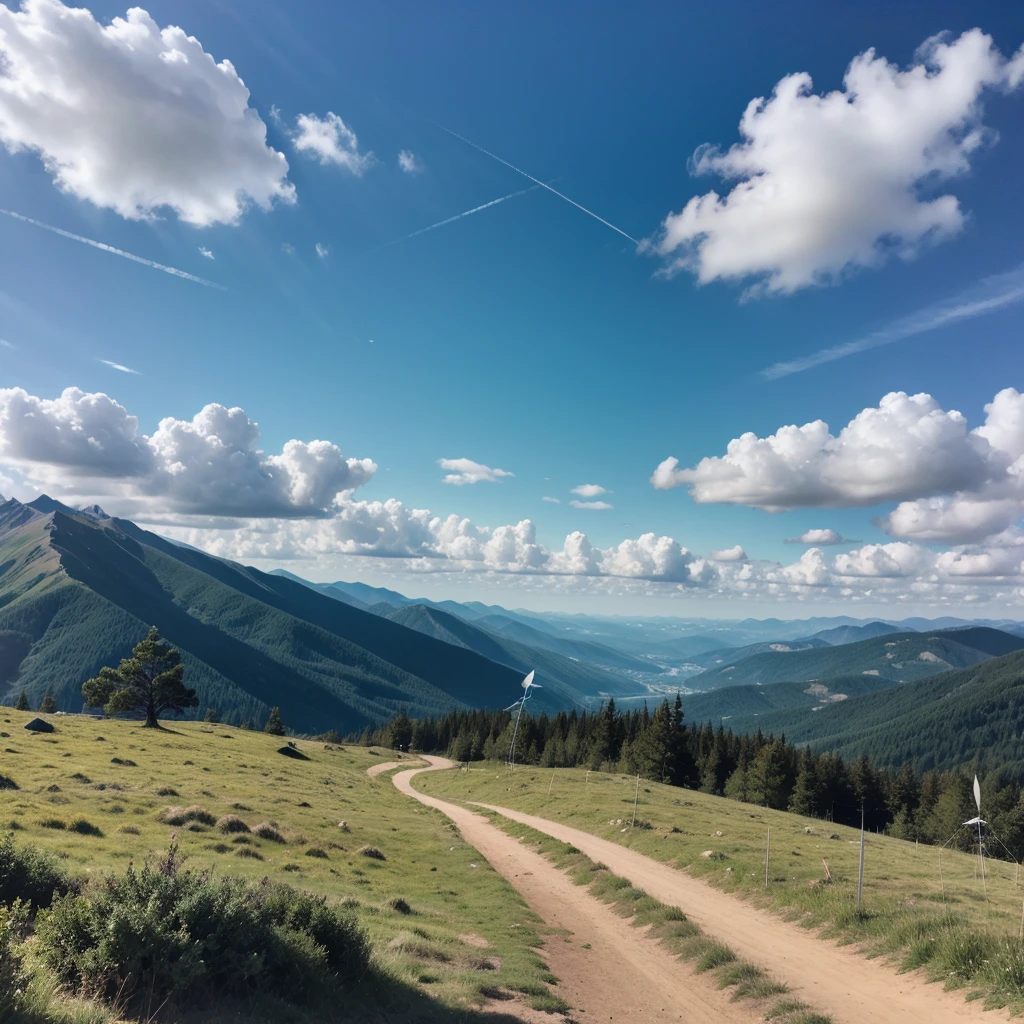 Groups of connected antennas on a mountain 