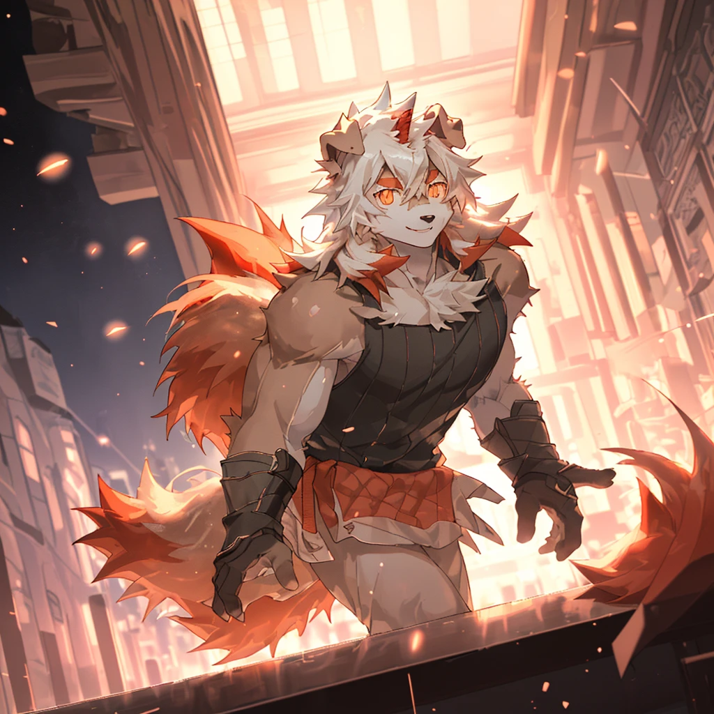 masterpiece, best quality, official art, Extremely detailed CG unified 8k wallpaper, overtakeDetails, Best Illustration, best shadow, perfect lighting,white fur, hairy male,hairy, Two-tone fur,striped hair, dog ears, animal ears,brown fur, bangs, orange hair, white hair, medium hair, Orange Eyes, alone,black pupils,Orange tail,hairy tail,tall and strong,Smile,独奏,hairy,hairy tail,Detailed background,4K,CG beautiful,depth of field, perfect lighting, The highest quality of light particles),(masterpiece),(overtake,sharp focus,light particles,eyes,watching_exist_audience, Smile, alone, hairy,Endearing,Upper body, Sunlight, table,Sharp eyes,Serious yet dignified,only,young,overtake clear screen,soft lines,(overtakeDetails),depth of field, motion blur,masterpiece, best quality, official art, Extremely detailed CG unified 8k wallpaper, overtakeDetails, Best Illustration, best shadow, perfect lighting,white fur, hairy,Two-tone fur,striped hair, dog ears, animal ears,brown fur, bangs, orange hair, white hair, medium hair, Orange Eyes, alone,black pupils,Orange tail,hairy tail,tall and strong,独奏,hairy tail,male, middle aged,Detailed background,4K,CG beautiful,depth of field, perfect lighting, The highest quality of light particles),(masterpiece),(overtake,sharp focus,light particles,eyes,watching_exist_audience,alone, hairy,Upper body, Sunlight,Sharp eyes,Serious yet dignified,only,young,overtake clear screen,soft lines,(overtakeDetails),depth of field, motion blur,whole body,rim light,Backlight,Overtake details,night falls,sunset,City,street view,high detail,high quality,high resolution,Full HD,1080P,Humanity((dramatic))epic, dynamic poses, a scene in, (overtakeDetails), sharp focus,motion blur, depth of field,Handsome,young,reflective,Bleak,Extreme perspective and powerful composition, ridiculous, perfect anatomy,masterpiece:1.2),ultra-de oba ed,current:1.37,HD r,uhd,studio lighting,extreme detaildescription,professional,bright colors,bokeh,The atmosphere is lively, natural lighting, Great view,(bright colors),(Distant horizon),(peaceful