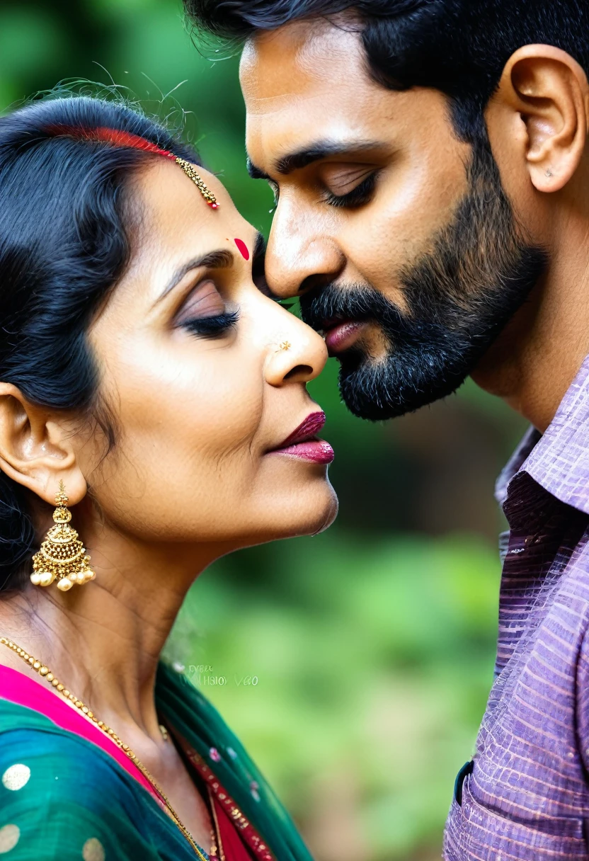 Indian mom age 50 with big  kissing her adult son