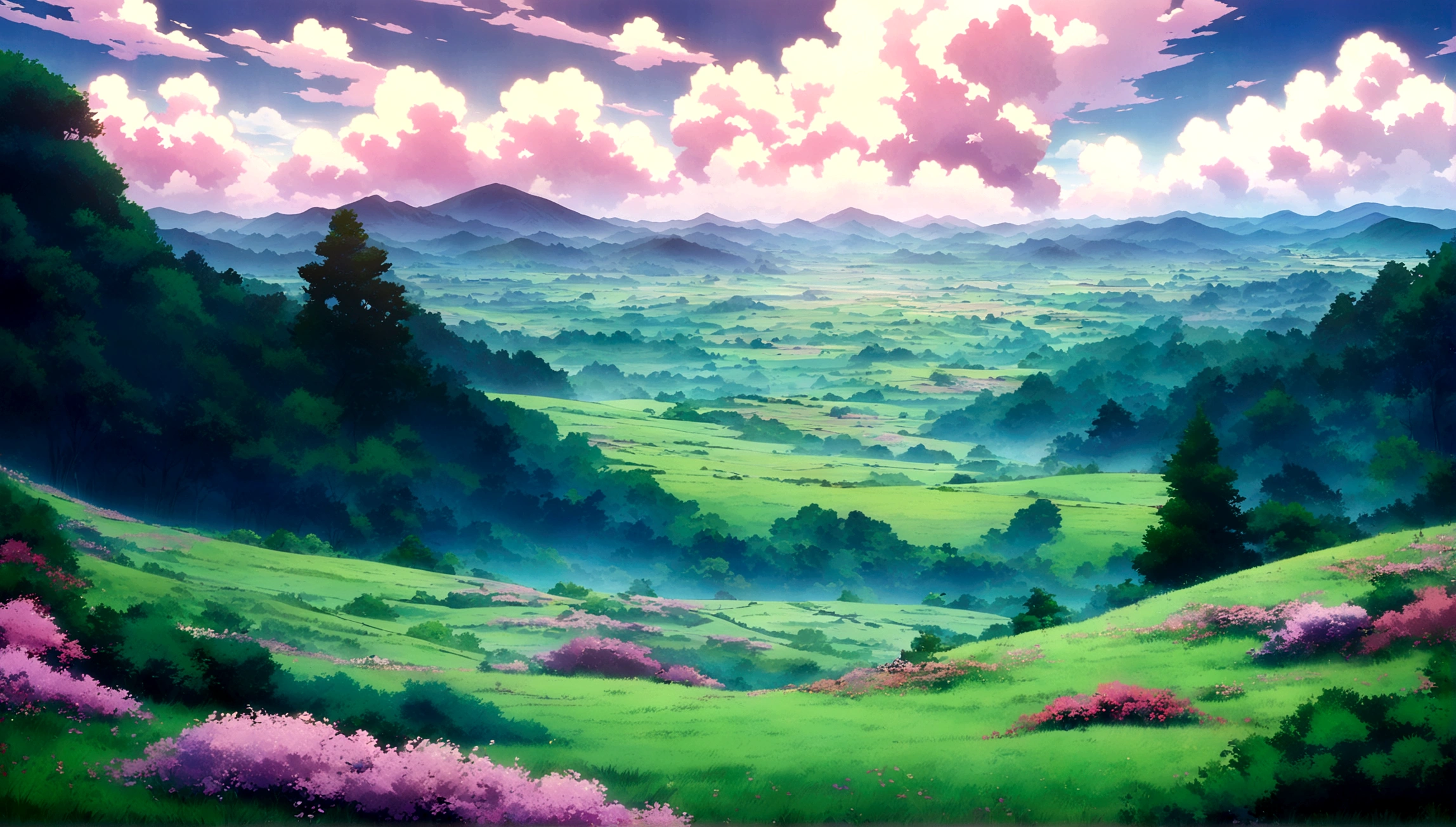 
japanese anime - style painting a grassy field, day blue cloudy sky,anime countryside landscape, anime landscape, anime landscape wallpaper, anime background art, beautiful anime scenery, anime background, anime beautiful peace scene, anime scenery, anime movie background, anime nature, anime scenery concept art, colorful anime movie background, beautiful anime scene, anime scene, beautiful landscape background