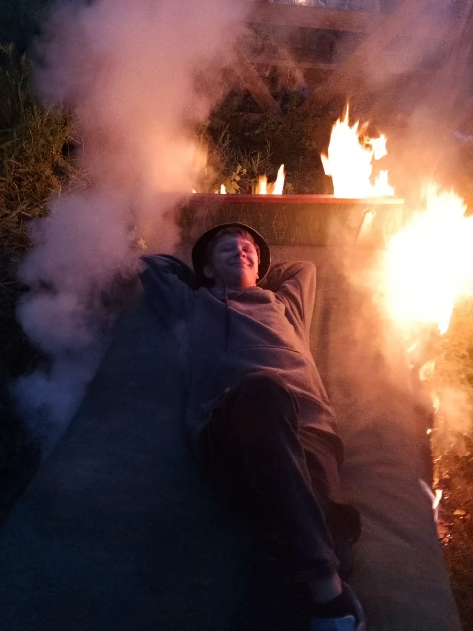 (masterpiece: 1.2), (realistic, photorealistic: 1.37), super detail, one boy, wide viewing angle, Firefly Garden, lots of small weak light and flying fireflies, night, Ogog