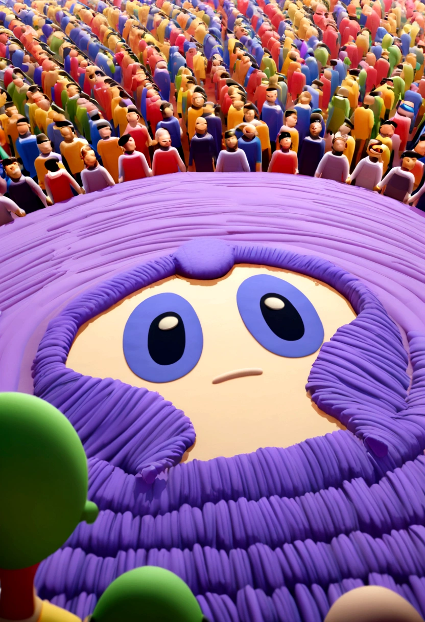 Pixar 3D style variety show crowd drawing, Mainly lavender