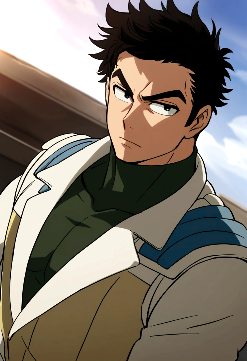 1 boy , Greg hair , upper body , black eyes, muscler , short hair , anime boys , my hero academy,