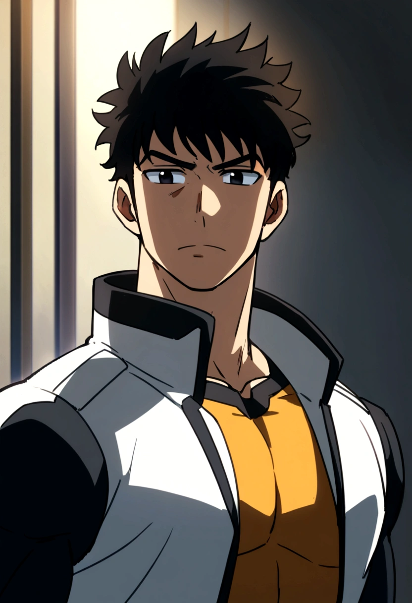 1 boy , Greg hair , upper body , black eyes, muscler , short hair , anime boys , my hero academy, 