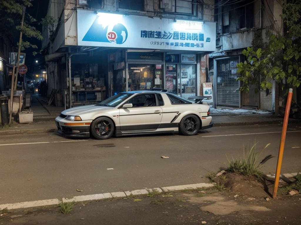 Make this image more realistic and the car as if it were cyberpunk