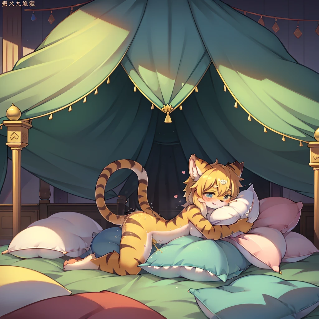 (masterpiece,best quality),my own, The Beast, , (适合任何Pillow背景的光影)), 穿着pajamas可爱女孩在Pillow上摆姿势 ,pajamas,Nature,, (blush),a smile,Pillow头,(很多Pillow),Soft cushion,,Soft pillow quotation,(Pillow损坏),很多Pillow,(Crotch rubbing),((Pillow驼峰)),(Pillow),(A tail),,(充满细节的Pillow),(Love around the protagonist),Steam,(Pillow头),(),(豪华Pillow),(Pillow),(palace),(Palace bedroom),(Pillow),柔软的Pillow,,(Classical European style bedroom ),(excited,shy person,Lack of expressiveness,),,pillow humping,my,tiger tail,tiger ears,Tiger pattern,,Sweat,,Sweaty,(Body swing,身体Shaking lines,Shaking lines),best quality, masterpiece, ((Maximum resolution)), artwork, ,,,(Interior of the palace),(In the bedroom at night),(Deluxe Rococo Canopy King Bed),On a big and spacious bed,(the 女孩 is lying on the bed),Before bedtime,,,Luxurious curtains with ornate ruffles and ribbons surround the bed,((((There are many pillows piled on the bed)))),Detail of Quilt,Detailed bed sheets,Ruffled Bed Skirt,Deep Bed,Background with depth,((详细的Pillow)), ((((大量的Pillow)))),peeing,squatting,water,Urine,Shaking lines,wetting pillows,Flowing liquid,Violent body shaking,剧烈Shaking lines,详细的软Pillow,,((女孩正躺在许多柔软的Pillow上,周围有许多Pillow)),Splashed liquid,Pillow和床上有水迹,Lots of urine,Lots of liquids,Urine everywhere,大量Sweaty